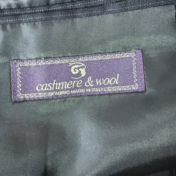 Vincenzo Le Collezion Navy Pin Stripe Cashmere & Wool Blazer L52 - Picture 4 of 11